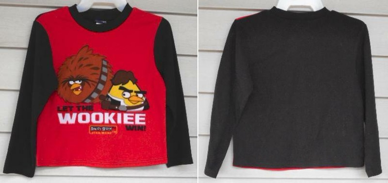 STAR WARS Angry Birds Boys Size 10 Lightweight Fleece Sleep Top Long Sleeve