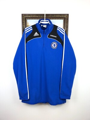 Vintage Adidas Chelsea Football Fleece Jacket Soccer Blue Track
