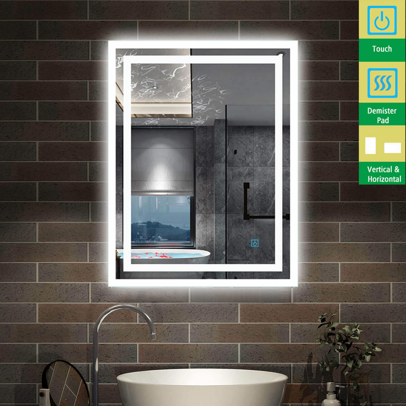 LED Bathroom Mirror Lights Touch Switch Sensor Demister Pad Mirrors by ...