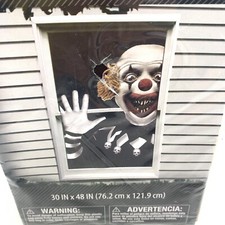 Way to Celebrate Halloween Party Door Wall Cover Decor Scary Clown Face 30x48