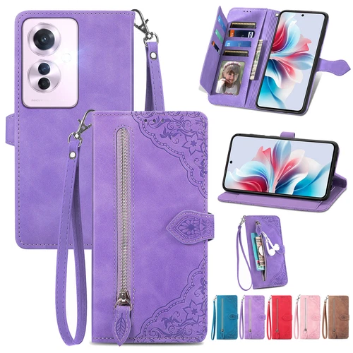 For OPPO Find N3 A16 A40 A38 X8 Pro Reno 12 Pro Zipper Case Leather Wallet Cover - Picture 1 of 28