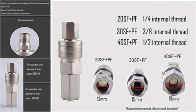 Air Coupler and Plug Kit, Industrial Type C Air Hose Fittings, Compressor Pneuma