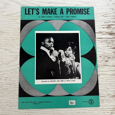 Peaches and Herb  Lets Make A Promise 1968 SHEET MUSIC Date Records