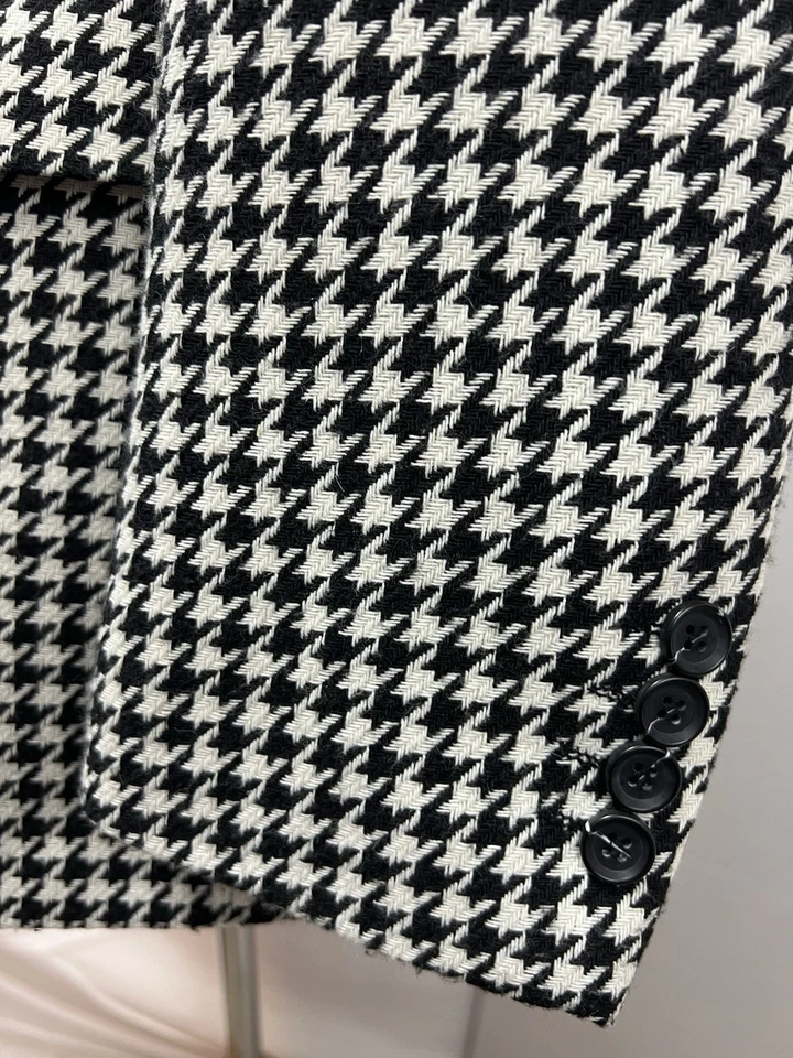 Chaqueta Blazer Abrigo Deportivo Linea Uomo Para Hombre 52R Negro Blanco Grande Pata de Gallo Foto 3 de 4