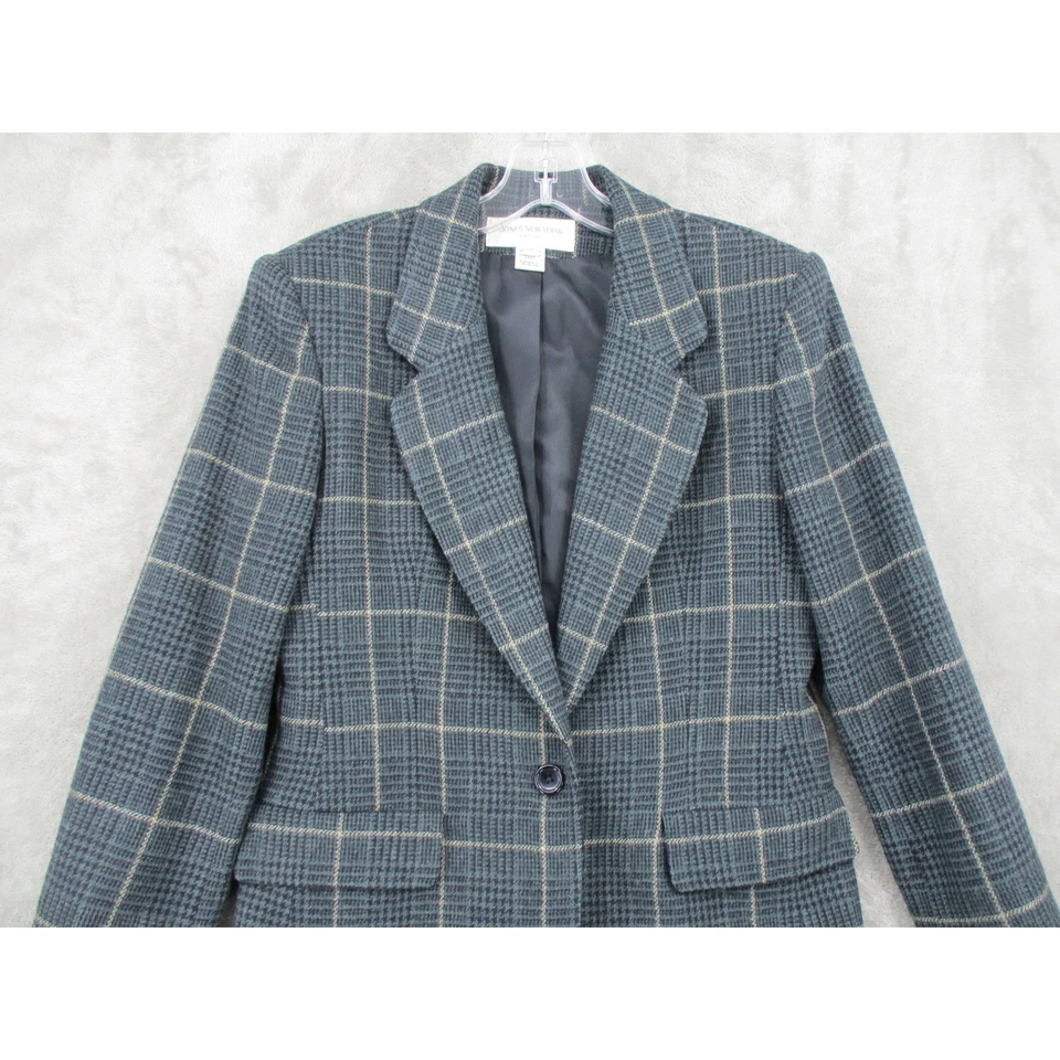 Chaqueta Jones New York Mujer 8 Petite Blazer Mezcla Lana Preppy Academia Azul Foto 3 de 4