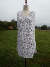 F&F Lightweight Sleeveless Linen Mix Dip Hem Polka Dot Dress With Pockets UK 16