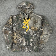 Browning Hoodie Boys Small Realtree Camo Pullover Buckmark Logo Sweatshirt