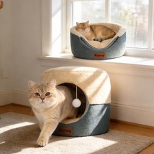 2in1 Foldable Cat Bed for Indoor Cats, Cat Cave Sofa Bed
