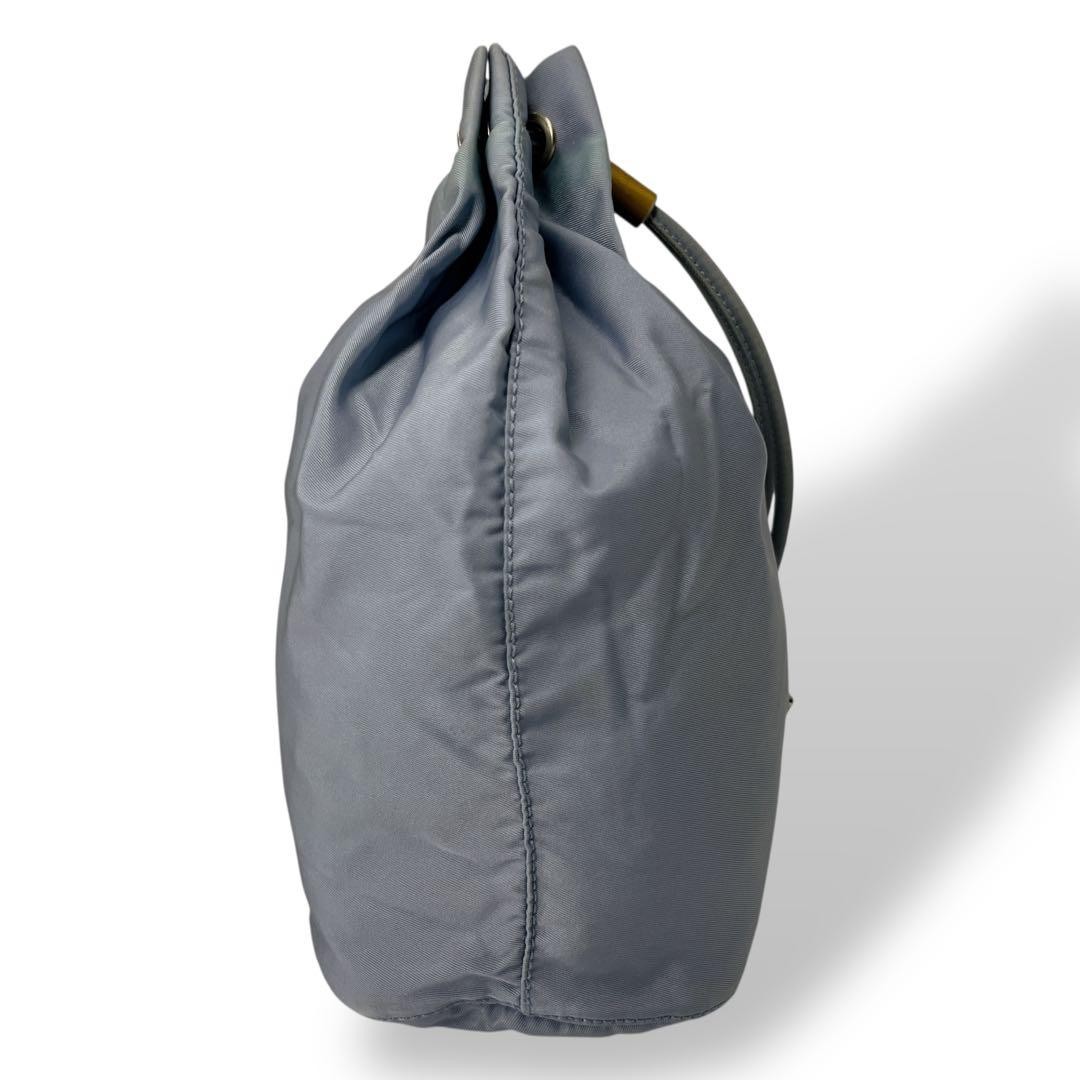 PRADA Mini Pouch Drawstring Triangle Logo Light B… - image 2