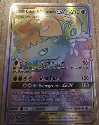 Pokémon  Karten Tag Team Celebi & Venusaur GX Englisch Rainbow