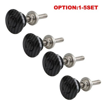 Carbon Fiber Button Quick Push Release Hood Bonnet Pins Lock Clip Bumper Latch