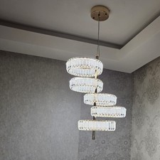 Image of Gold Crystallic Multi-Tier Round Pendant Chandelier – Modern Luxury Lighting