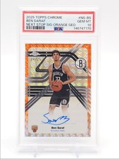 BEN SARAF 2025-26 TOPPS CHROME NEXT STOP ORANGE GEO RC AUTO /25 PSA 10 Q0902