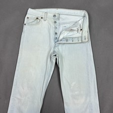 Vintage Levis 501 Jeans Mens 30x32 White 90s Made USA Button Fly Pant White Wash