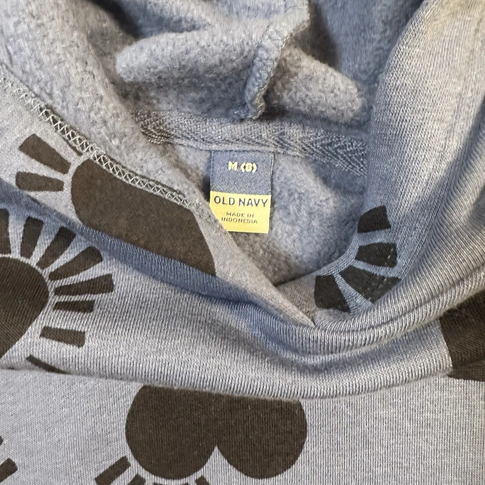 Old Navy Girls Hoodie Dress Blue Heart Print Size M 8 Long Sweatshirt  - Image 2 of 3