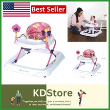 Safe and Stylish Emily Pink Activity Walker with Multi-Directional Wheels & Tray