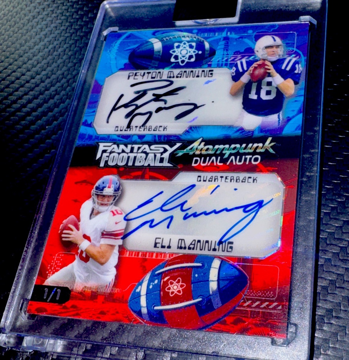 2026 Wild Card 1/1 Dual Auto Peyton Manning / Eli Manning Color Match 1/1 Rare view 4