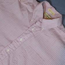 LL Bean Shirt Men Pink Check 17-35 Single Needle Tailoring Button Down 90s VTG