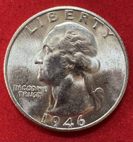 1946-S WASHINGTON SILVER QUARTER - GEM BU UNC COIN - Great Looks