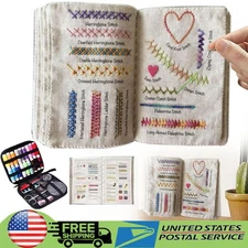 DIY Embroidery Stitch Book & Sewing Tools Threads Needles Kit for Beginners