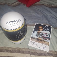 Lewis Hamilton Signed 1:2 Event Helmet Driver Card Bundle