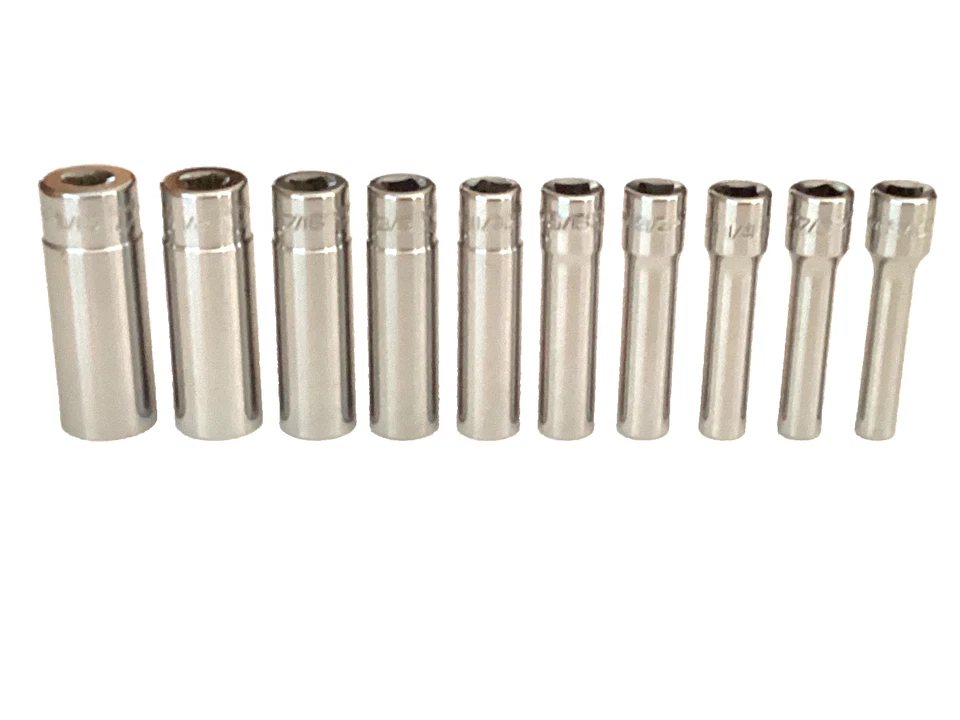 Snap On Tools USA 110STMY NEW 10 Piece 1/4" Drive 6 Point SAE Deep Socket Set - Image 2 of 4