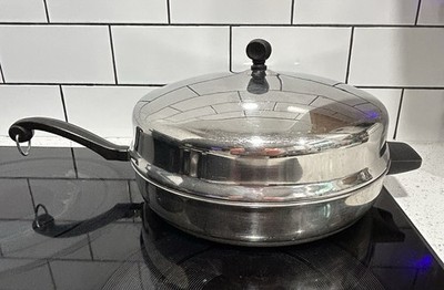 VTG FARBERWARE Aluminum Clad Stainless Steel 12'' Frying Pan Skillet Dome Lid