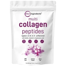 Micro Ingredients Multi Collagen Peptides Powder - Biotin & Vitamin C Unflavored