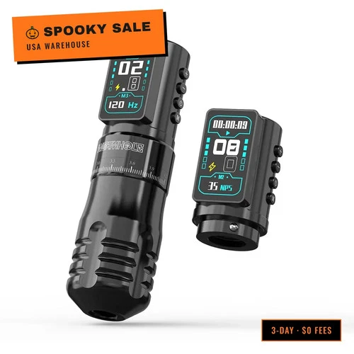 Wormhole 2PCS 2300mAh Batteries and 7 Adjustable Stroke Tattoo Gun for Artists, - product listing photo