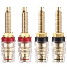 4PCS Black & Red Heavy Duty 5-Way Binding Post Banana Jacks 4mm, 24K Gold Pla...