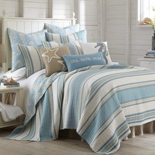 Levtex Home Blue Maui Set King/Cal King Two King Pillow Shams Striped Coastal