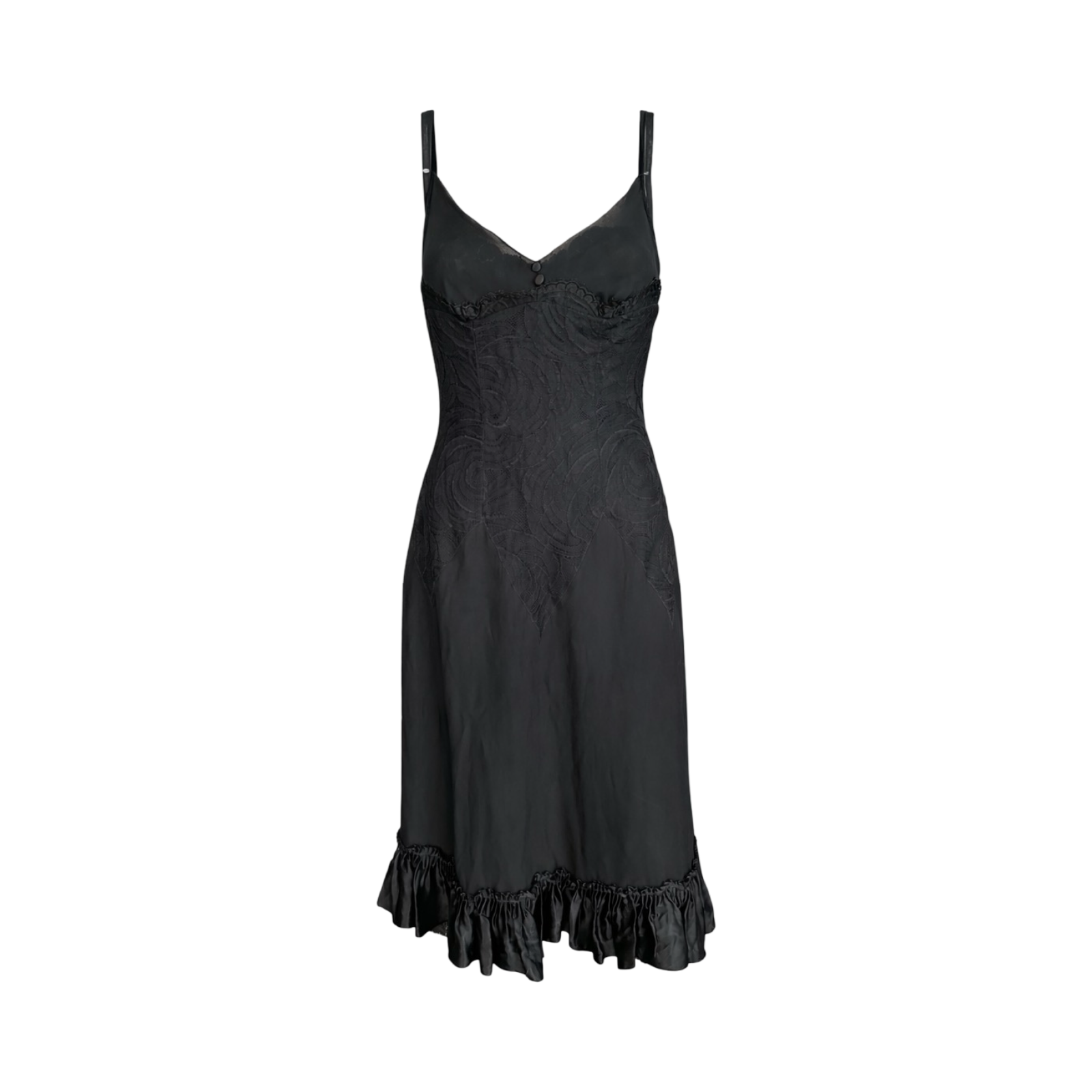 Dolce & Gabbana Black Silk Lace Bustier Brief Dress Vintage M