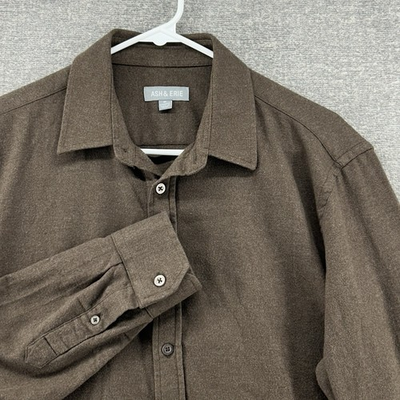 #ad #ad Ash amp; Erie Long Sleeve Shirt Men Size Medium Brown Button Up Casual $26.23