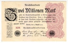 1923 Germany 2 Million Mark MM Reichsbanknote Paper Money Banknotes8