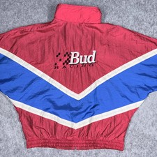 Vintage Ken Schrader Bud Racing NASCAR Windbreaker Jacket Mens XL Budweiser USA