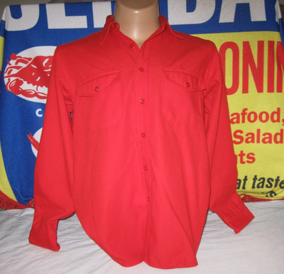 LL BEAN VTG Button Up Flannel Shirt Men's Large 16-16 1/2 RED CASUAL OUTDOORS