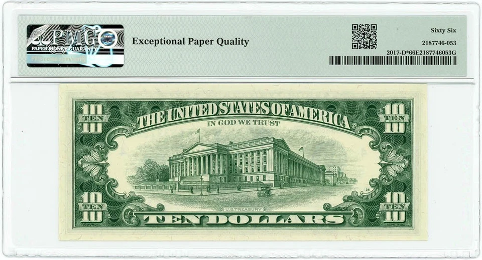 FR.2017-D* $10 1963A Federal Reserve Note Cleveland Gem Unc66 EPQ PMG 950222-198 - Image 2 of 3