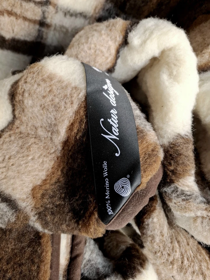 Wolldecke Schafwolldecke Wohndecke Schurwolle Merino 100%,WOOLMARK kariert - Bild 2 von 4