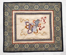 Unique Vintage Chinese Silk Embroidered Decorative Wall Panel