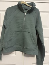 Danskin Scuba Style Sage Green Sweatshirt Half Zip Oversized Medium Athleisure