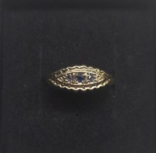 Vintage 9ct Gold Sapphire Gypsy Ring Size Q