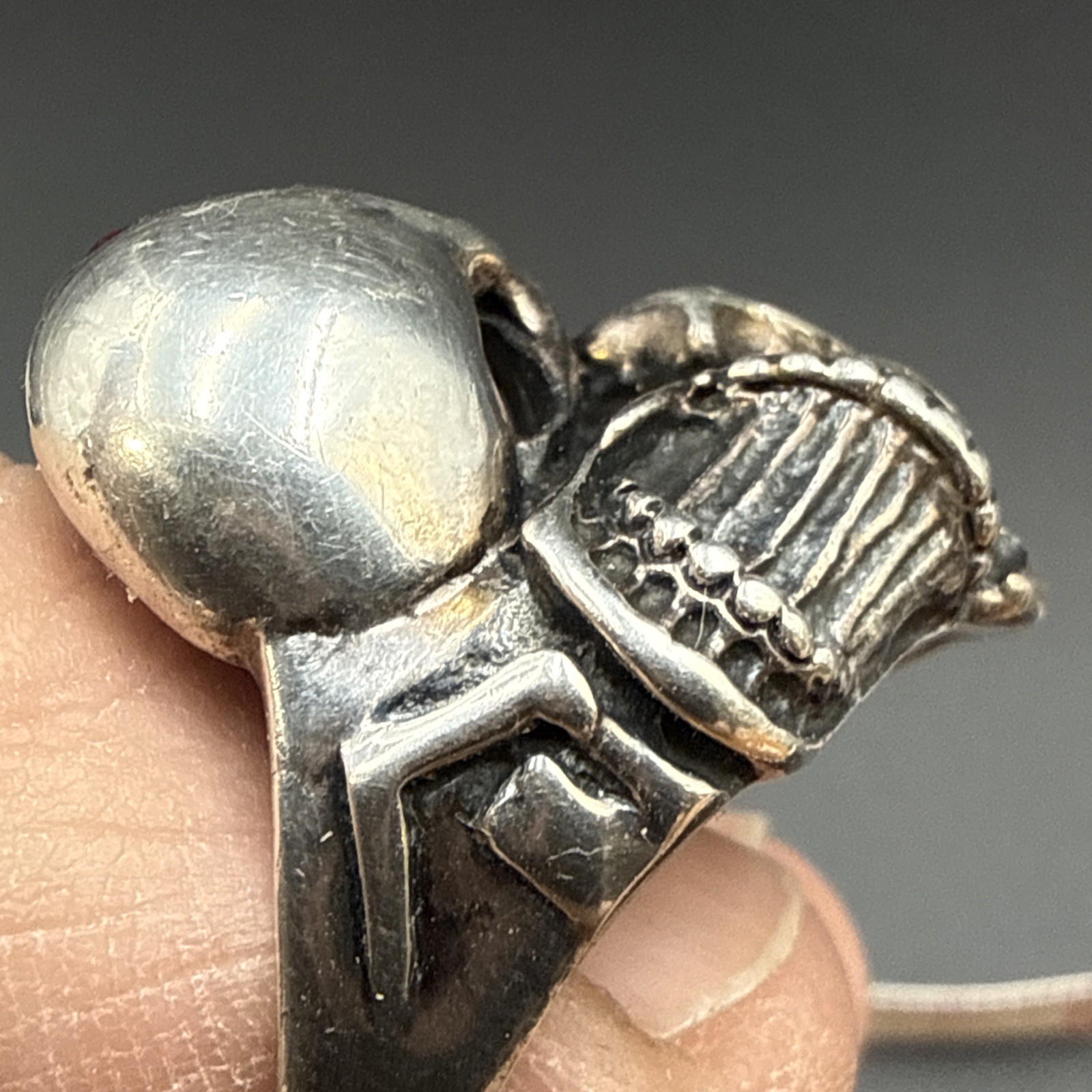 Biker Two Skull Ring Solid 925 Sterling Silver Sz… - image 16