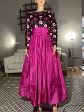 Victor Costa Vintage 80 s Lace Floral Ribbon Top Pink Satin Dress Gown NOS SZ 6