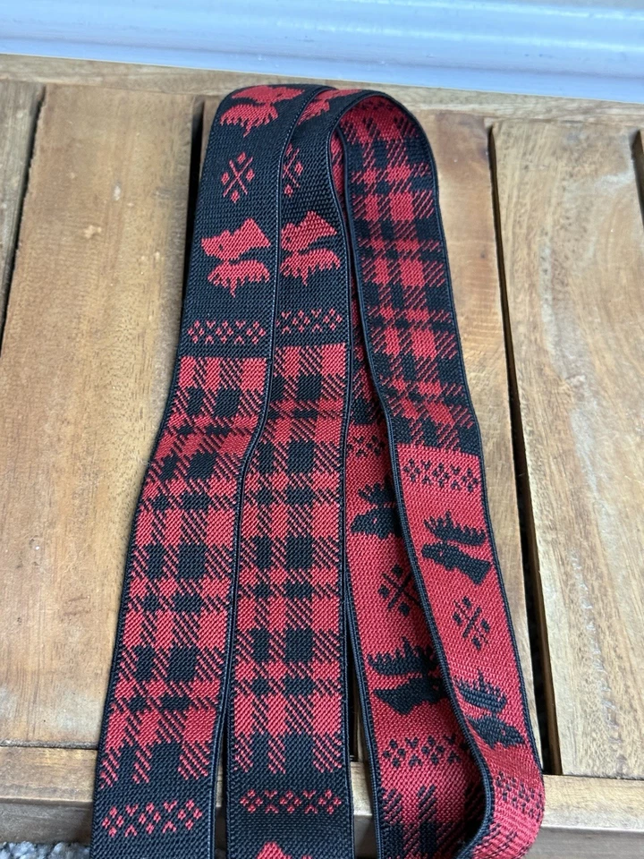 Polo Ralph Lauren клетчатые красные черные лосиные подтяжки скобы кожа зимние - Изображение 3 из 4