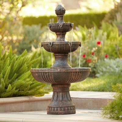 Ravenna Rustic 3 Tier Cascading Outdoor Floor Water Fountain 43'' for Yard Garden