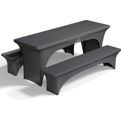Elastische Bierbankhussen Set 3 Stück für 50 cm Bierzelttische, Grau, 220 x 5...