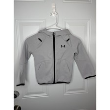 Under Armour Kids Gray Full Zip Hoodie Athletic Jacket Size 3T Light Grey Black