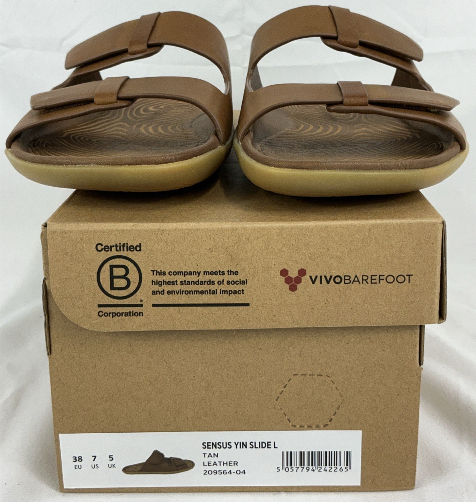 Vivobarefoot Sensus Yin Slide Women's US 7 Tan Leather