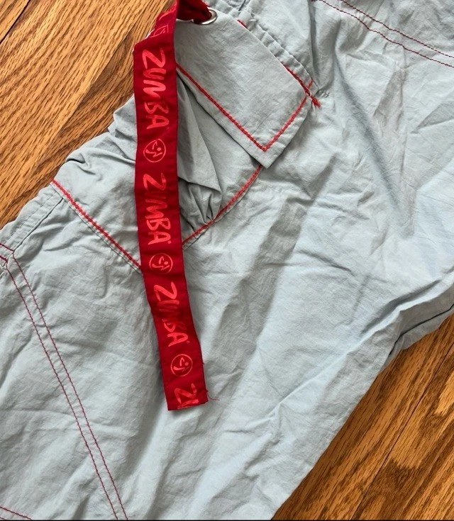 Pantalones cargo Zumba vintage grises con detalles rojos talla grande Y2K baile hip hop Foto 3 de 4