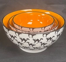  Chantal Black Cat Halloween- Ceramic Nesting Measuring Bowls Classic!